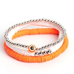 Orange and white bracelet set